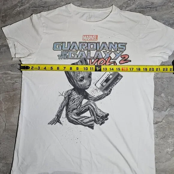 Mens Marvel T-Shirt Baby Groot Guardians of Galaxy vol. 2 Short Sleeve White - Picture 4 of 9